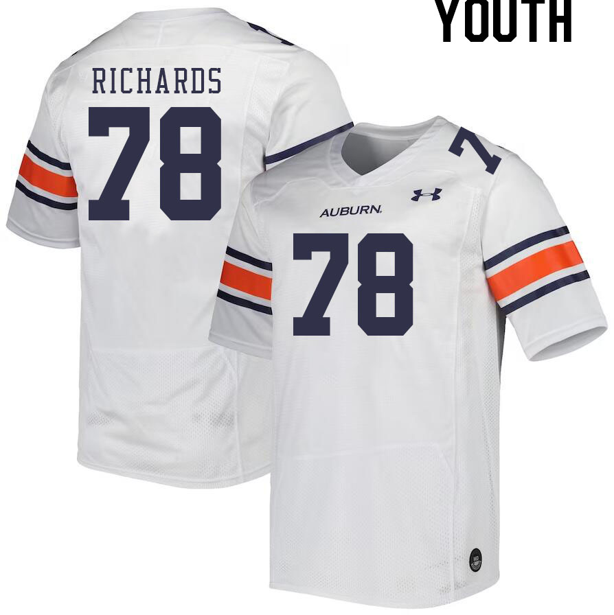 Youth #78 Evan Richards Auburn Tigers College Football Jerseys Stitched-White